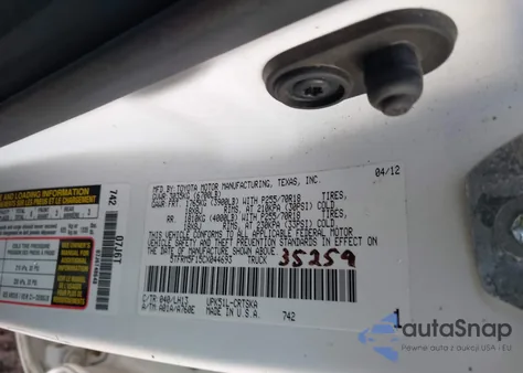 2012 Toyota Tundra Grade 4.6L V8 from USA, damaged, VIN 5TFRM5F15CX044693